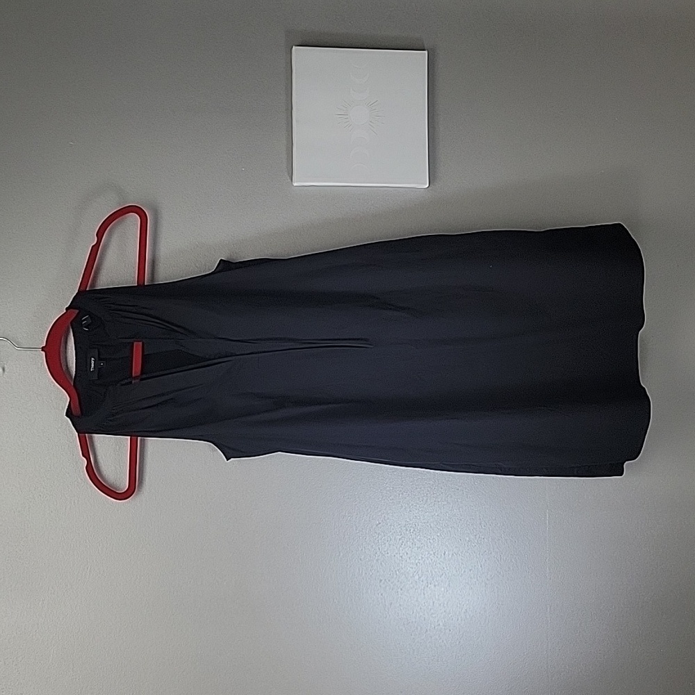 Theory Size 0  Black Sleeveless A Line Tie V Neck Dress With Pockets